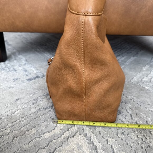 Dooney & Bourke Leather Caramel Bag Logo Lock Hobo Pebble Grain Handbag READ - Picture 4 of 12